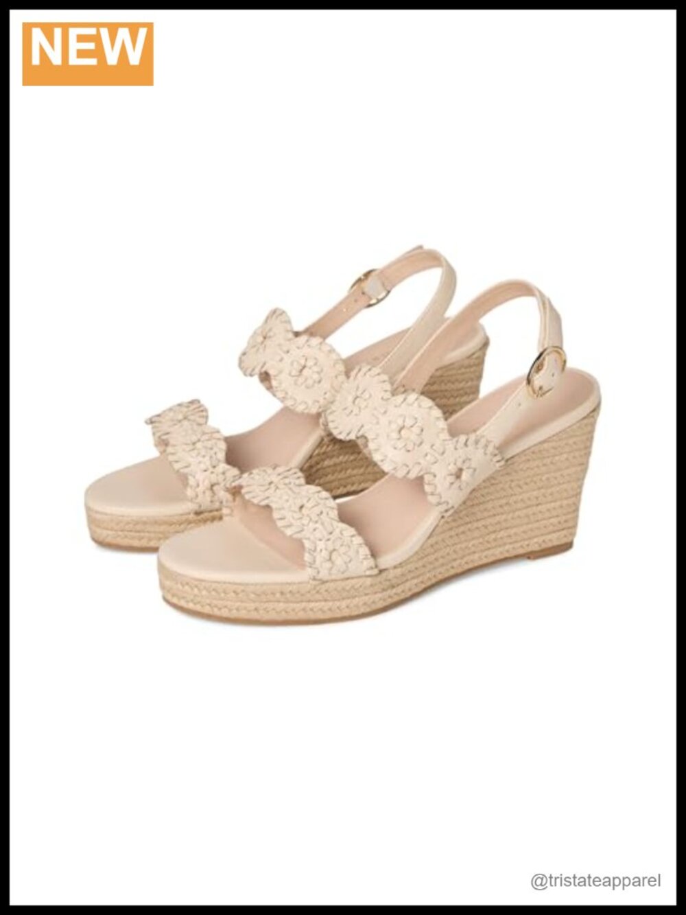 Laurin Leather Whipstitch Cork Wedge Slingback Sandal